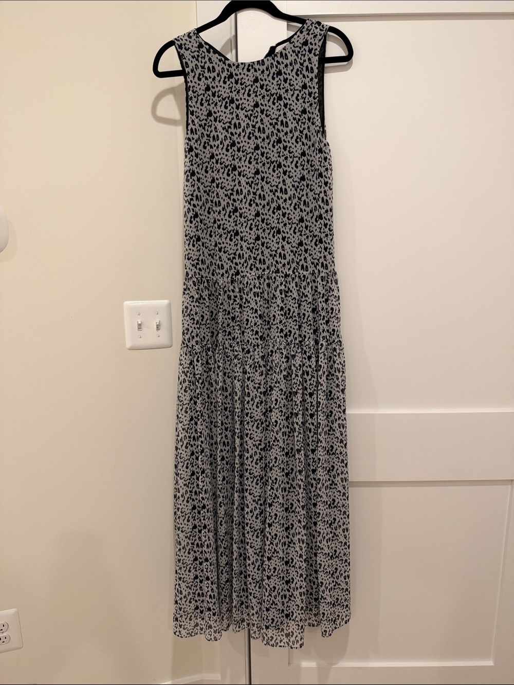 Fame and Partners Black and White Leopard-Print Maxi Dress